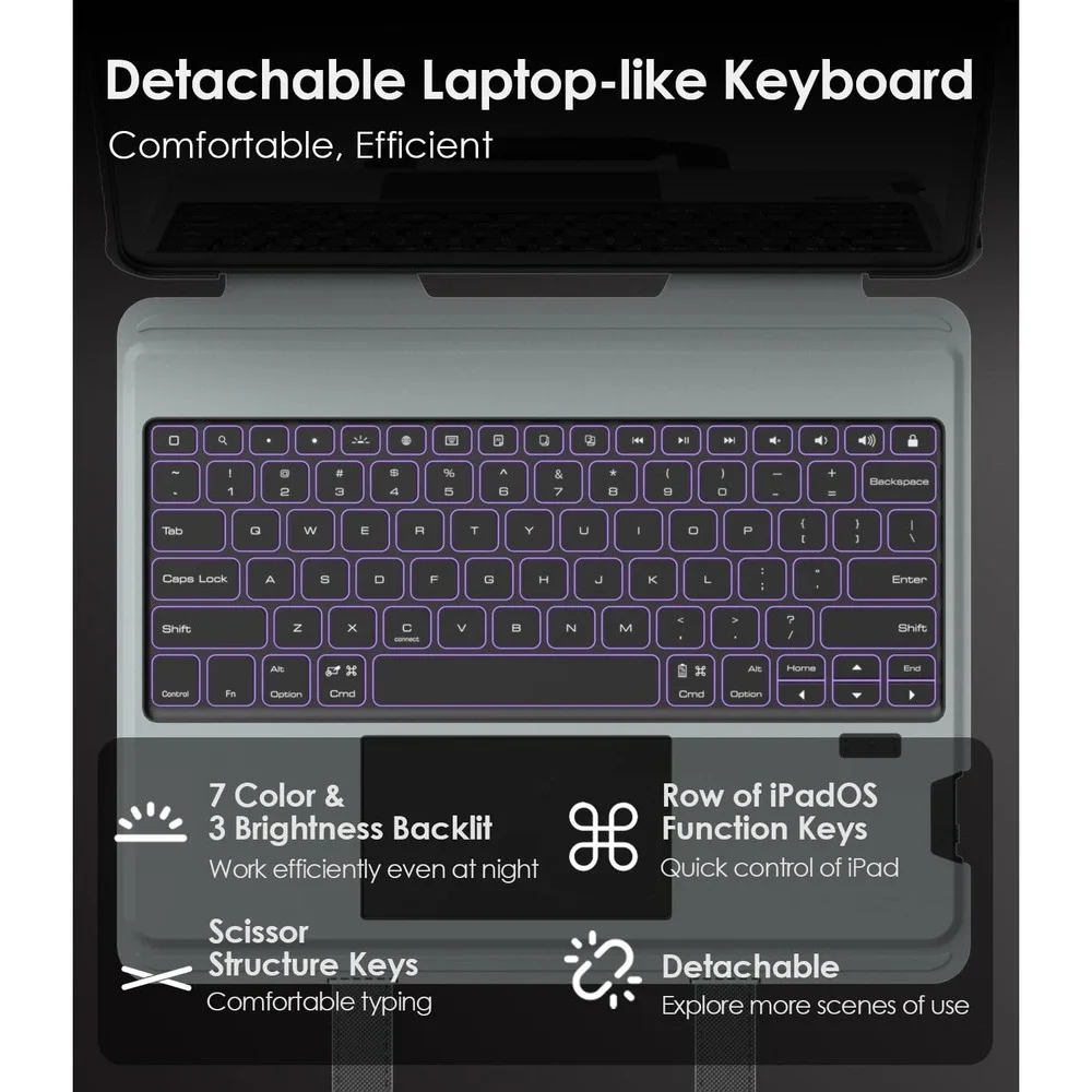 Nillkin Carry Go Keyboard Case iPad Air 13 Pro 12.9 Detachable Backlit Black